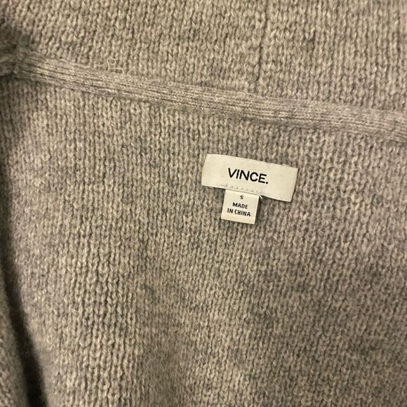 Vince. Womens Wool Cashmere Blanket Cardigan in Grey Black Colorblock Stripe S - Picture 5 of 6